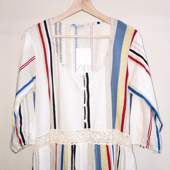 Zara Striped Dress Multicolored NWT Size Small - Picture 2 of 8